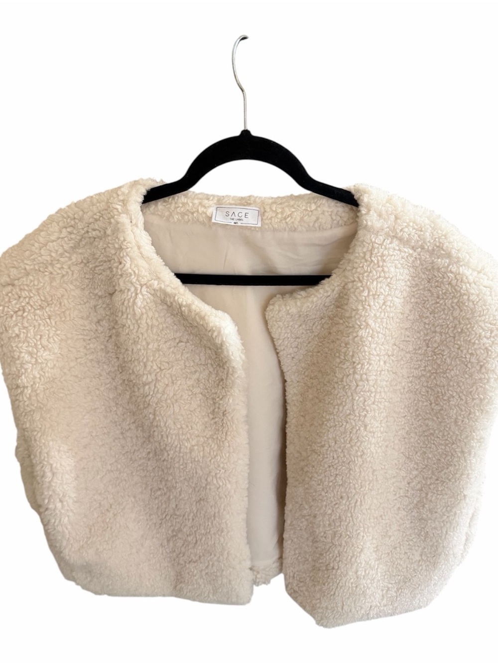 SAGE The Label Cream Sherpa Vest Size M/L